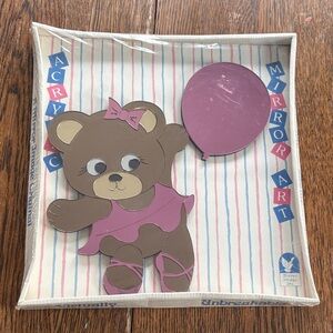 Vintage Mirrored Wall Hanging Bear with Balloon NWT